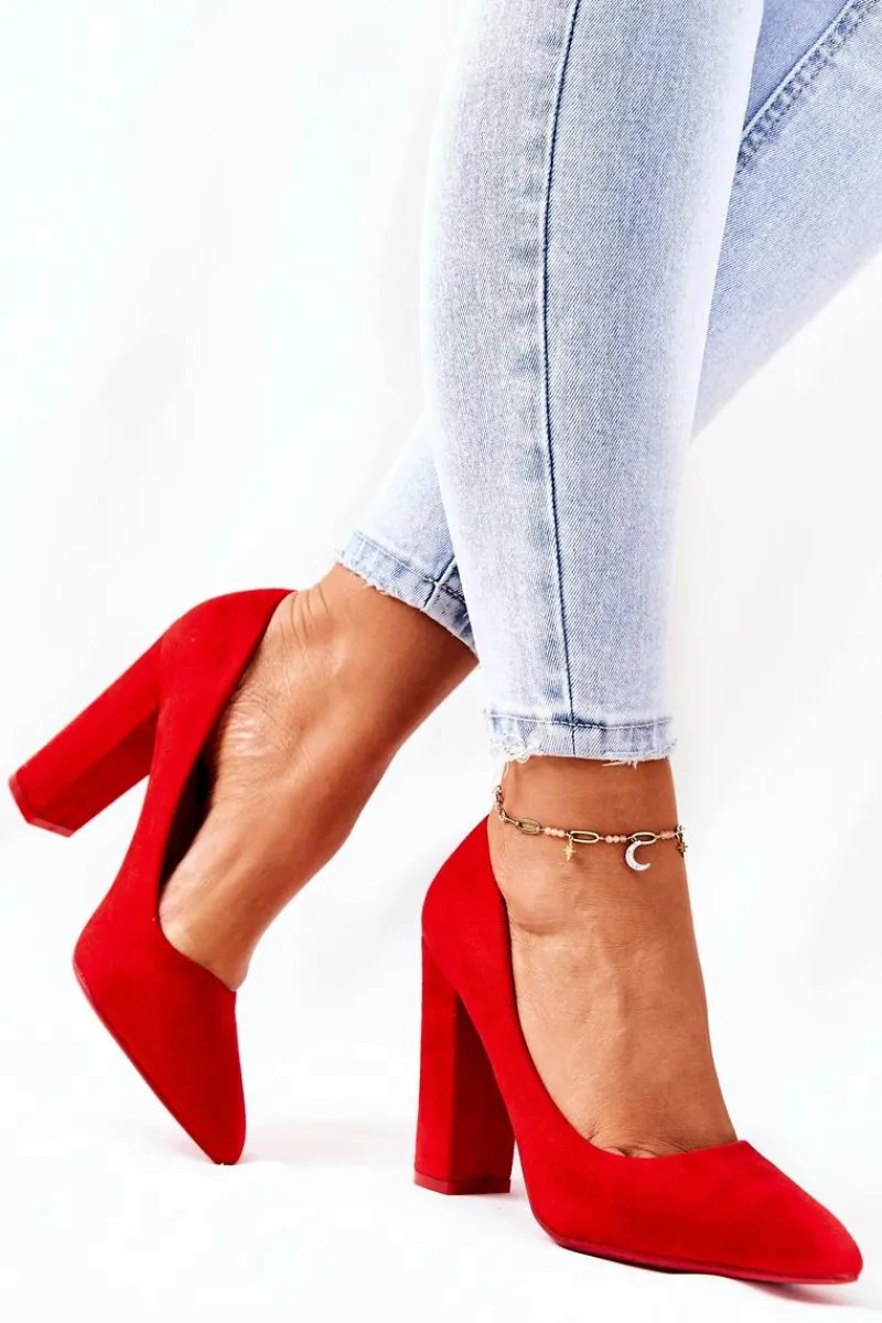 Czółenka Zamszowe|Czółenka Na Słupku>Boto Zamszowe Czółenka Na Słupku Czerwone Valoris