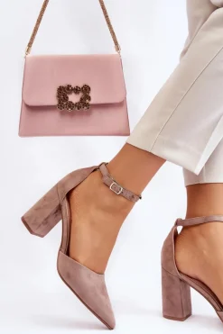 Best Boto Zamszowe Czółenka Na Słupku Ciemnobeżowe Lexie