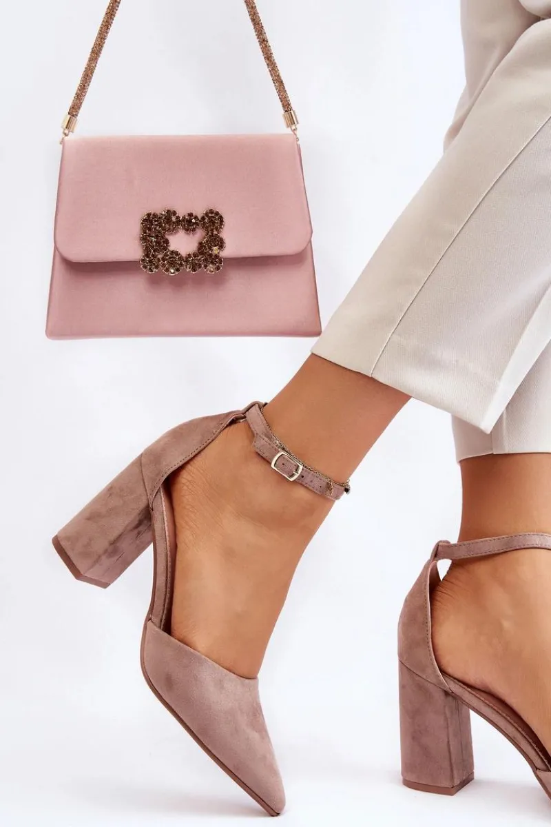 Best Boto Zamszowe Czółenka Na Słupku Ciemnobeżowe Lexie