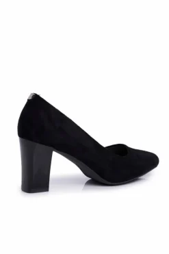 Buty Sergio Leone Zamszowe Czółenka Na Słupku Sergio Leone PB403 Czarne