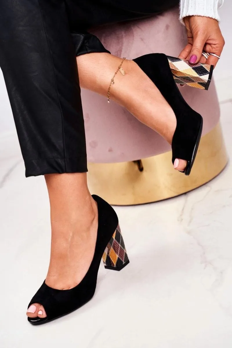 Online Buty Sergio Leone Zamszowe Czółenka Sergio Leone PB135 Czarne