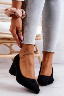 Czółenka Zamszowe|Czółenka Na Słupku>Buty Sergio Leone Zamszowe Czółenka Sergio Leone PB411 Czarne