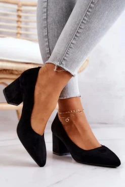 Czółenka Zamszowe|Czółenka Na Słupku>Buty Sergio Leone Zamszowe Czółenka Sergio Leone PB411 Czarne