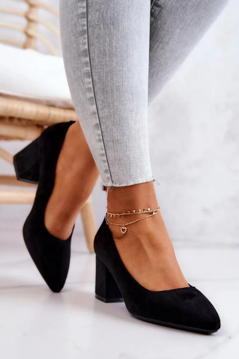 Czółenka Zamszowe|Czółenka Na Słupku>Buty Sergio Leone Zamszowe Czółenka Sergio Leone PB411 Czarne