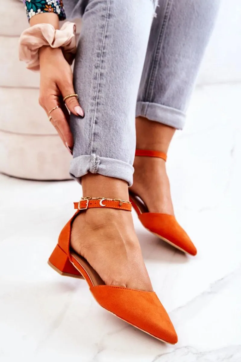 Sale Zamszowe Czółenka W Szpic Pomarańczowe Calliope Damskie Czółenka Zamszowe|Czółenka Na Słupku