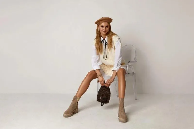 Best Zamszowe Damskie Botki Beżowe Eliann Damskie Botki Wiosenne|Brązowe I Beżowe Botki