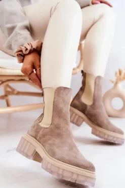 Best Zamszowe Damskie Botki Beżowe Eliann Damskie Botki Wiosenne|Brązowe I Beżowe Botki
