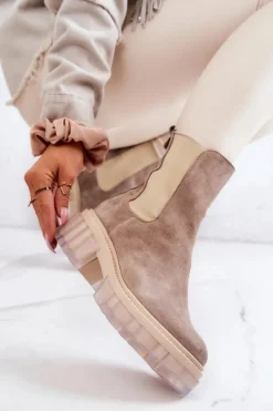 Best Zamszowe Damskie Botki Beżowe Eliann Damskie Botki Wiosenne|Brązowe I Beżowe Botki