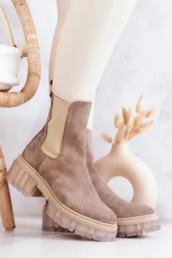 Best Zamszowe Damskie Botki Beżowe Eliann Damskie Botki Wiosenne|Brązowe I Beżowe Botki