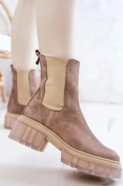 Best Zamszowe Damskie Botki Beżowe Eliann Damskie Botki Wiosenne|Brązowe I Beżowe Botki