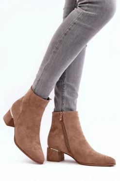 Brązowe I Beżowe Botki|Botki Na Obcasie><noscript><img width=