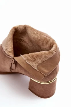 Brązowe I Beżowe Botki|Botki Na Obcasie><noscript><img width=