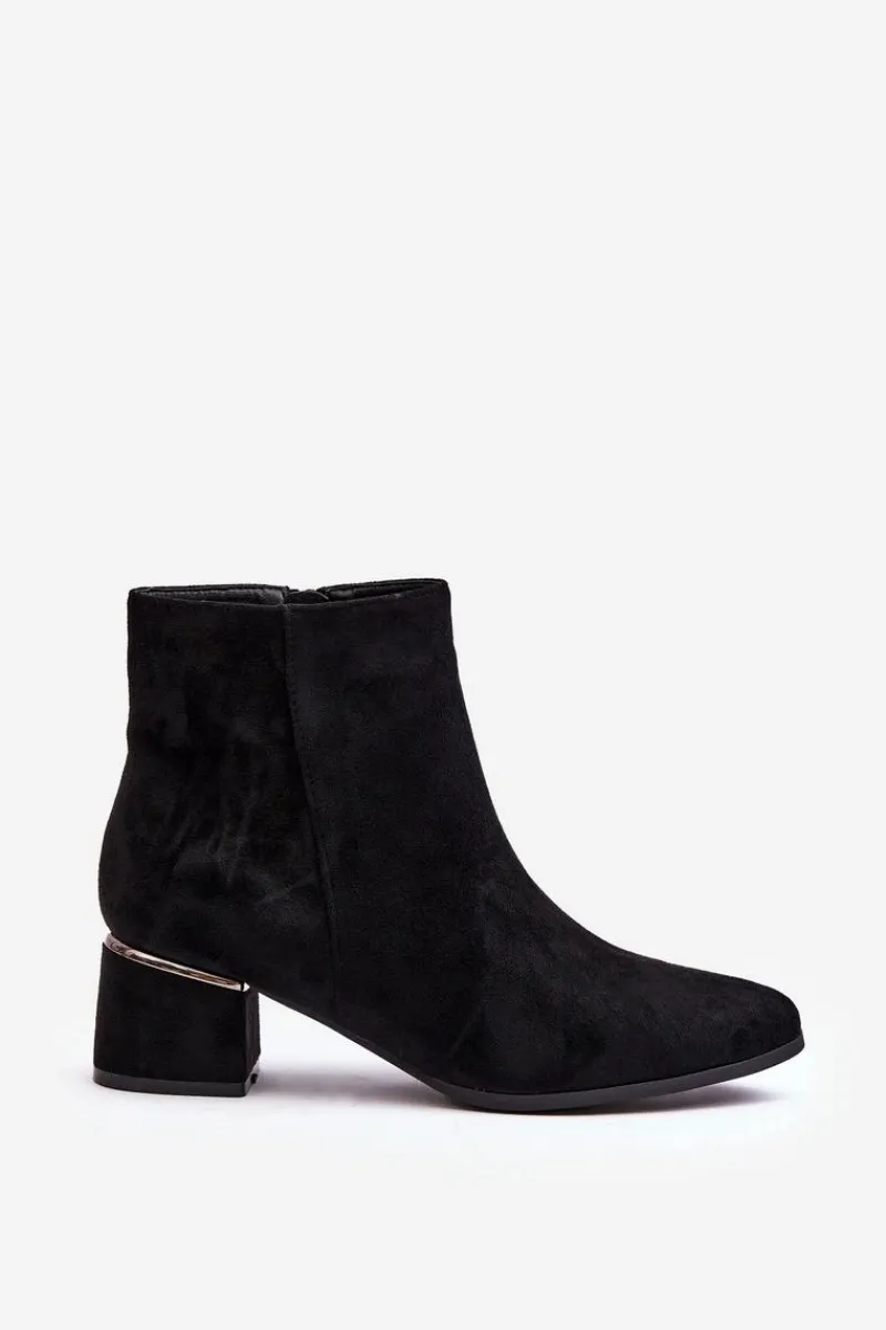 Czarne Botki|Brązowe I Beżowe Botki>Evento Zamszowe Damskie Botki Na Obcasie Czarne Mebassa