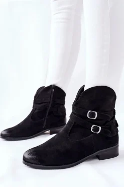 Clearance Buty damskie Vinceza Zamszowe Damskie Botki Ocieplane Czarne Castlerock