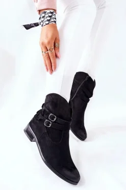 Clearance Buty damskie Vinceza Zamszowe Damskie Botki Ocieplane Czarne Castlerock