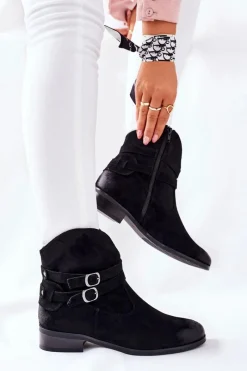 Clearance Buty damskie Vinceza Zamszowe Damskie Botki Ocieplane Czarne Castlerock