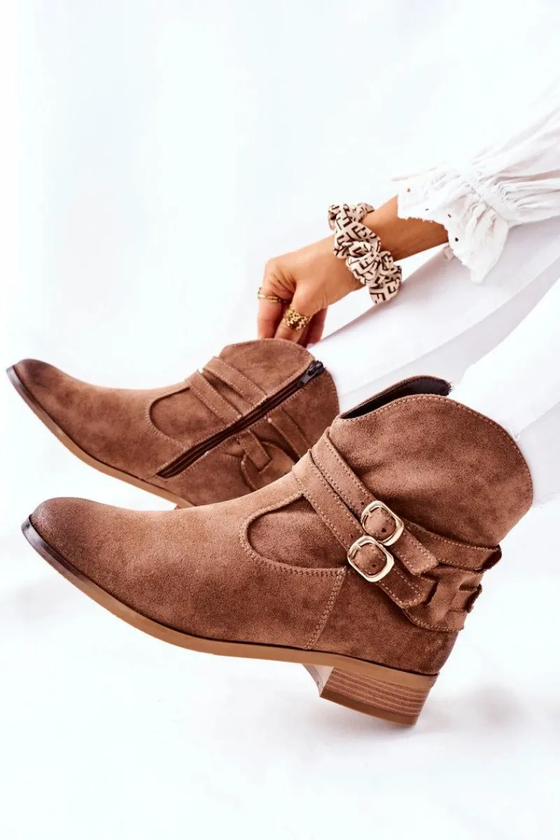 Hot Zamszowe Damskie Botki Ocieplane Beżowe Castlerock Damskie Czarne Botki|Botki Zimowe Damskie