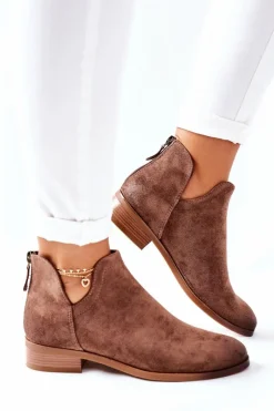 Sale Buty damskie Vinceza Zamszowe Damskie Botki Ocieplane Beżowe Joaliene