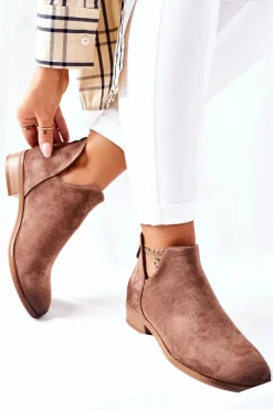 Sale Buty damskie Vinceza Zamszowe Damskie Botki Ocieplane Beżowe Joaliene