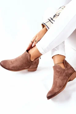 Sale Buty damskie Vinceza Zamszowe Damskie Botki Ocieplane Beżowe Joaliene