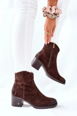 Hot Buty damskie Vinceza Zamszowe Damskie Botki Ocieplane Brązowe Hillbrook