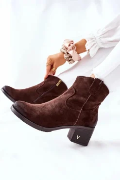 Hot Buty damskie Vinceza Zamszowe Damskie Botki Ocieplane Brązowe Hillbrook