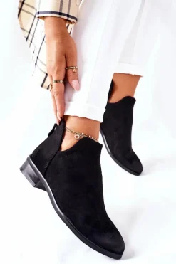 Czarne Botki|Botki Zimowe Damskie>Buty damskie Vinceza Zamszowe Damskie Botki Ocieplane Czarne Joaliene