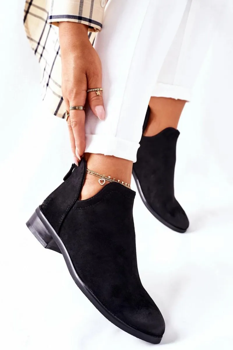 Czarne Botki|Botki Zimowe Damskie>Buty damskie Vinceza Zamszowe Damskie Botki Ocieplane Czarne Joaliene