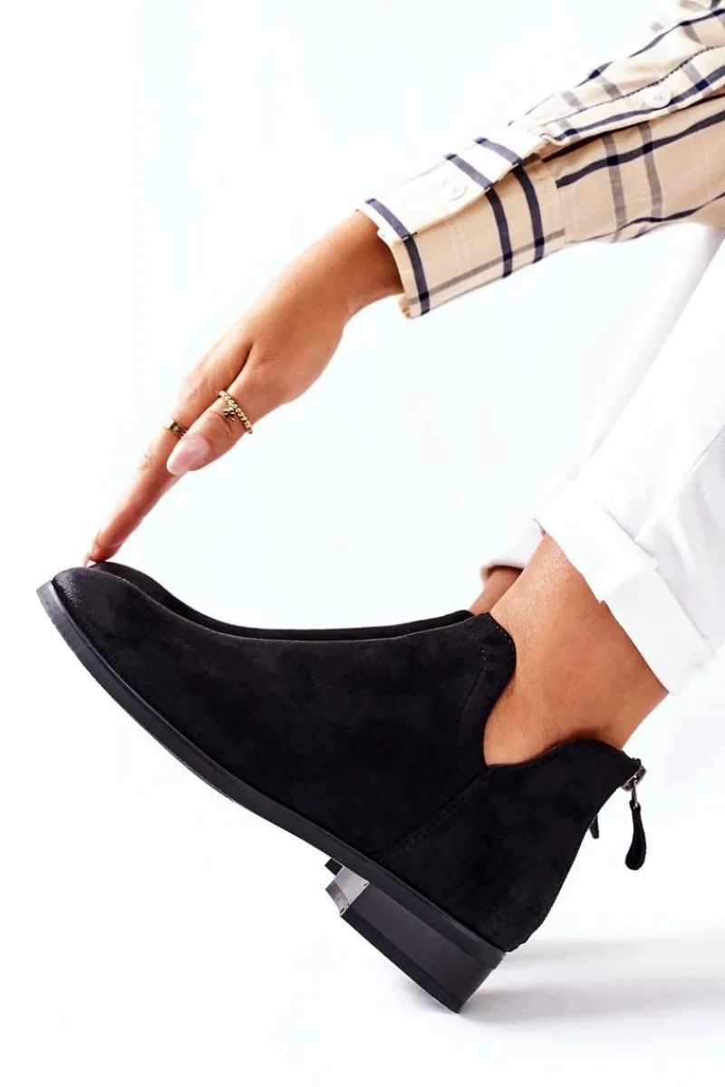 Czarne Botki|Botki Zimowe Damskie>Buty damskie Vinceza Zamszowe Damskie Botki Ocieplane Czarne Joaliene