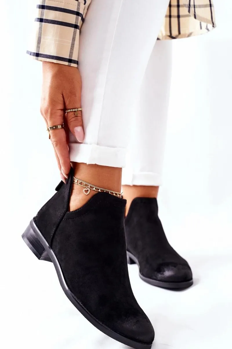 Czarne Botki|Botki Zimowe Damskie>Buty damskie Vinceza Zamszowe Damskie Botki Ocieplane Czarne Joaliene