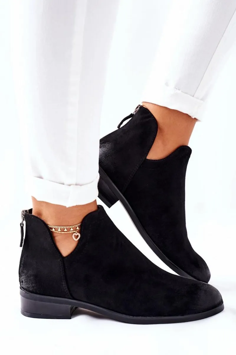 Czarne Botki|Botki Zimowe Damskie>Buty damskie Vinceza Zamszowe Damskie Botki Ocieplane Czarne Joaliene