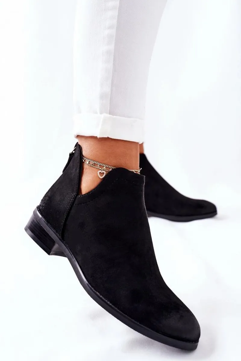 Czarne Botki|Botki Zimowe Damskie>Buty damskie Vinceza Zamszowe Damskie Botki Ocieplane Czarne Joaliene