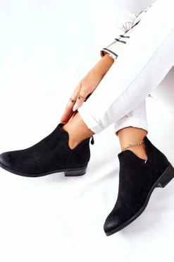 Czarne Botki|Botki Zimowe Damskie><noscript><img width=