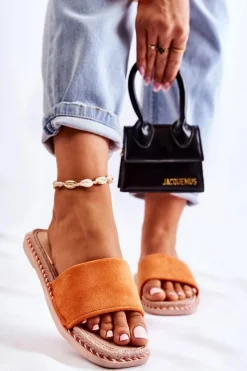 Best Zamszowe Damskie Klapki Pomarańczowe Sunset Damskie Klapki Damskie Klasyczne