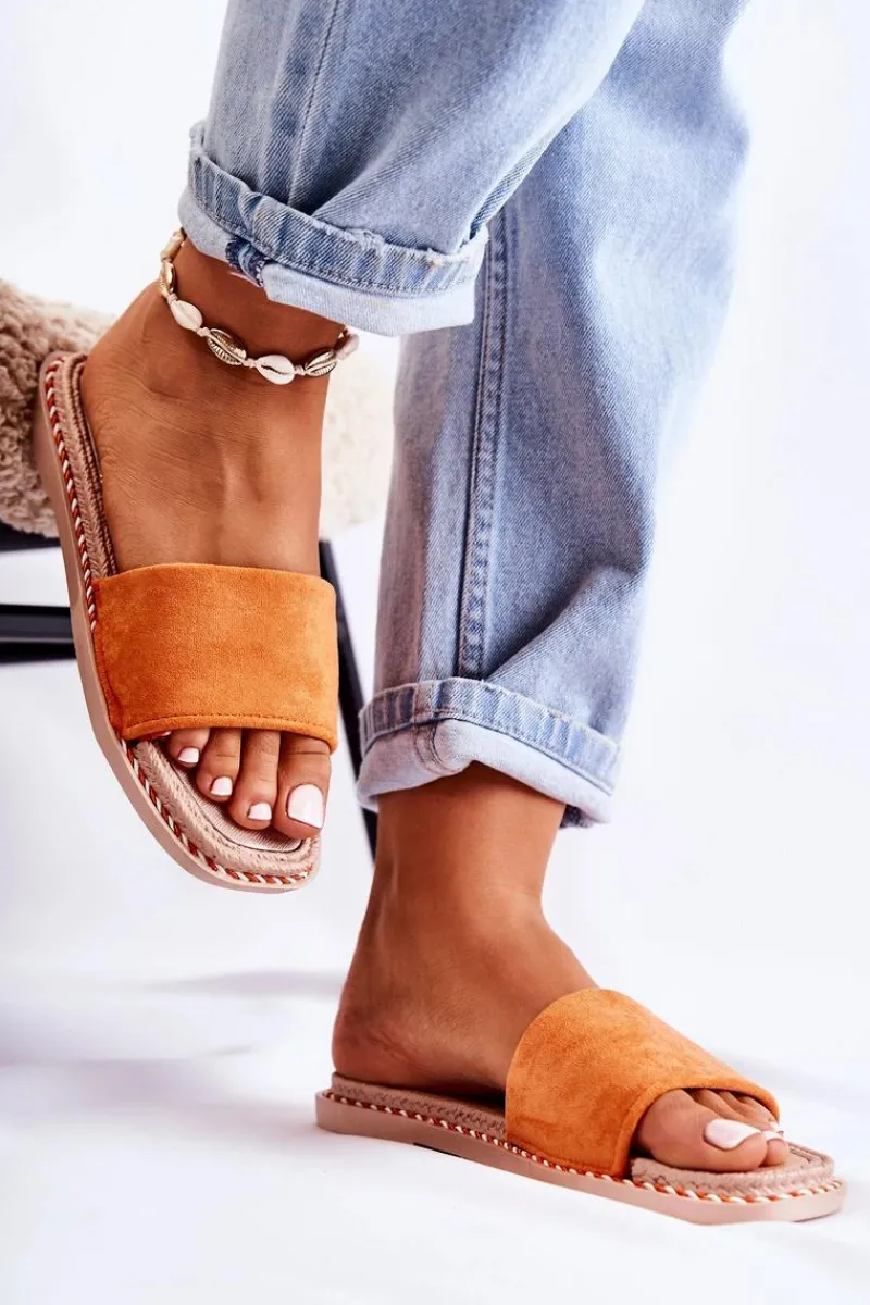 Best Zamszowe Damskie Klapki Pomarańczowe Sunset Damskie Klapki Damskie Klasyczne