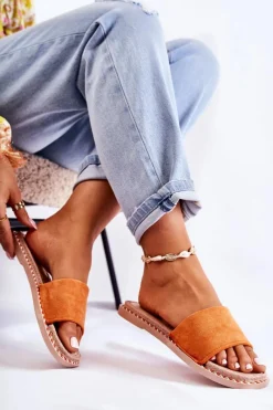 Best Zamszowe Damskie Klapki Pomarańczowe Sunset Damskie Klapki Damskie Klasyczne