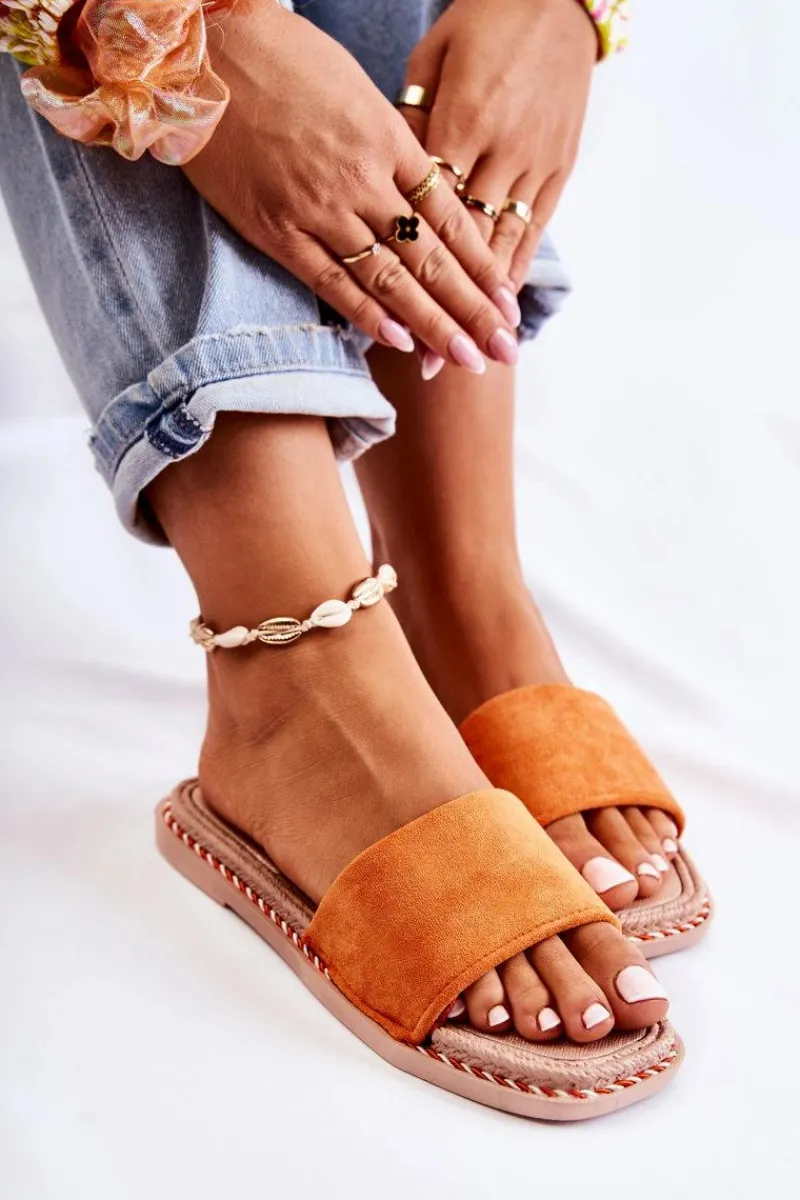 Best Zamszowe Damskie Klapki Pomarańczowe Sunset Damskie Klapki Damskie Klasyczne