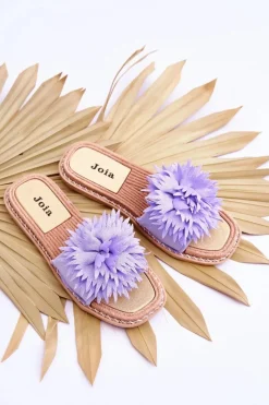 Outlet Zamszowe Damskie Klapki Z Ozdobą Fioletowe Giorgia Damskie Klapki Damskie Klasyczne