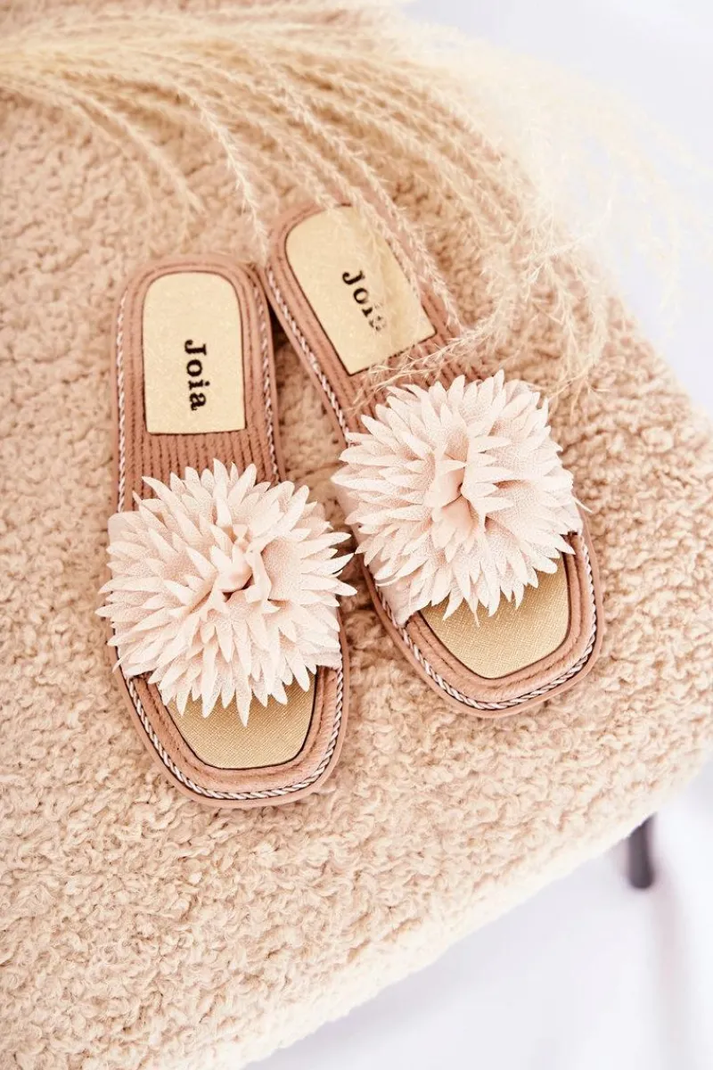 Boto Zamszowe Damskie Klapki Z Ozdobą Beżowe Giorgia