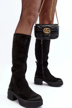 Best Boto Zamszowe Damskie Kozaki Przed Kolano Lemar Czarne Malayah