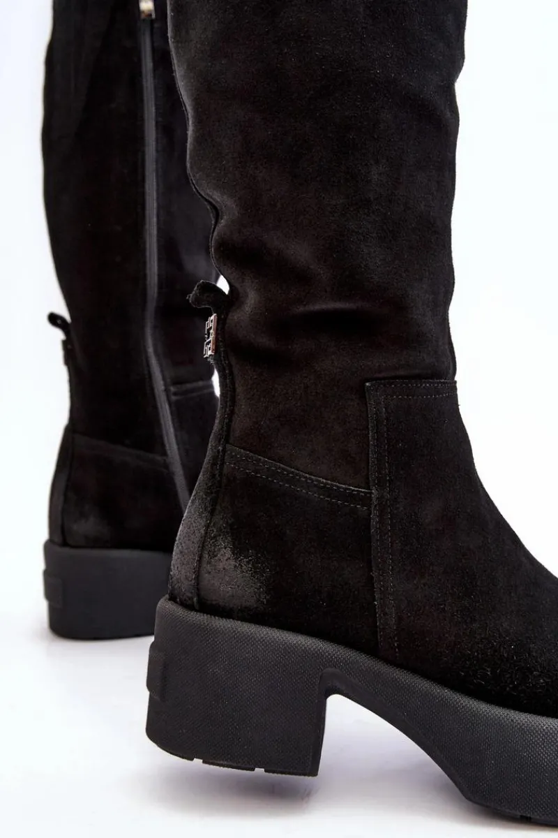 Best Boto Zamszowe Damskie Kozaki Przed Kolano Lemar Czarne Malayah
