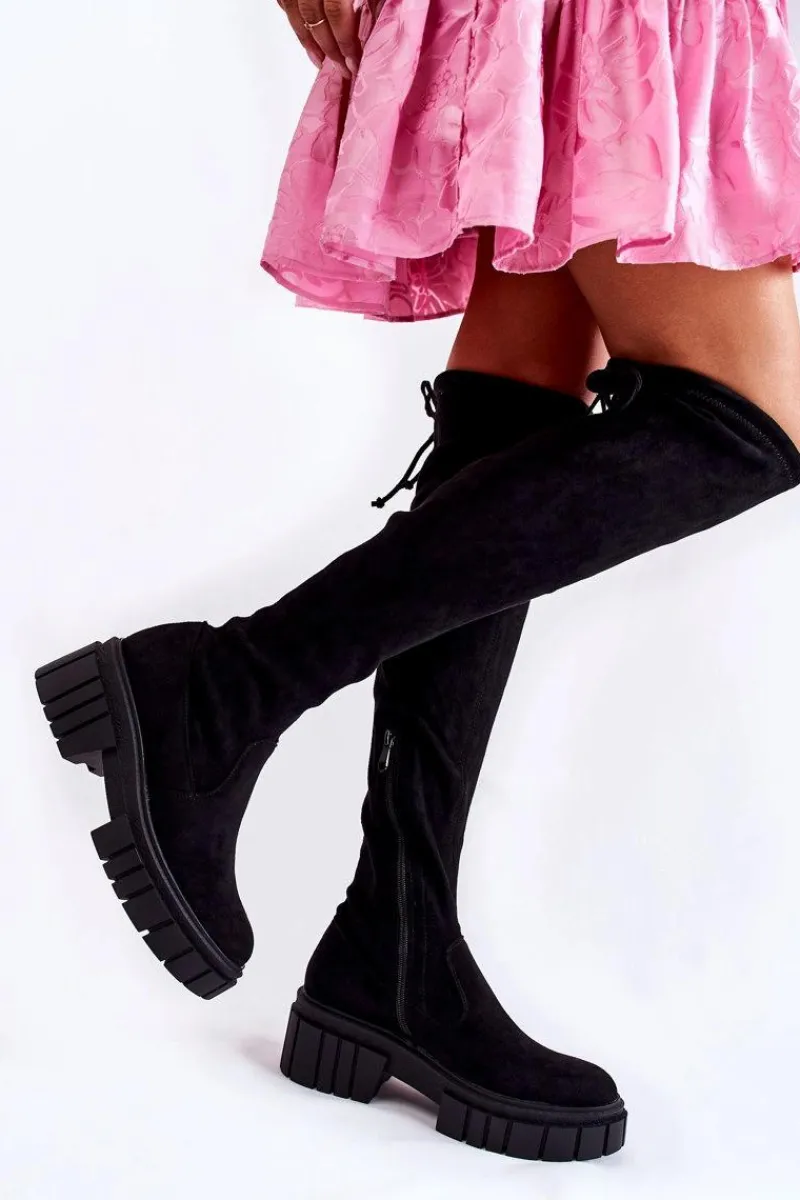 Best Boto Zamszowe Damskie Kozaki Za Kolano Czarne Cheera Czarny