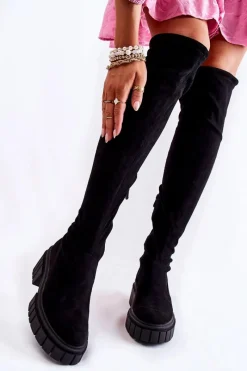 Best Boto Zamszowe Damskie Kozaki Za Kolano Czarne Cheera Czarny