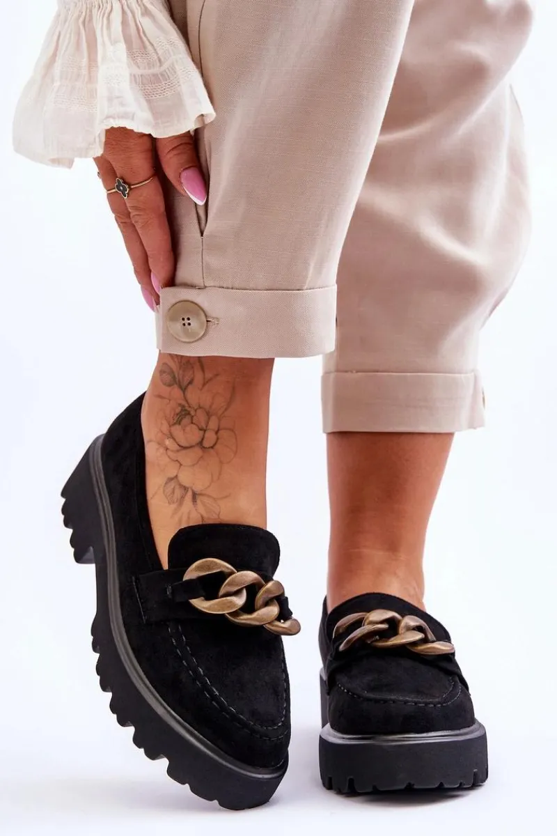 Damskie buty S.Barski Zamszowe Damskie Mokasyny S.Barski HX52-222 Czarne