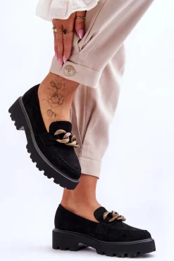 Damskie buty S.Barski Zamszowe Damskie Mokasyny S.Barski HX52-222 Czarne