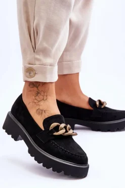 Damskie buty S.Barski Zamszowe Damskie Mokasyny S.Barski HX52-222 Czarne