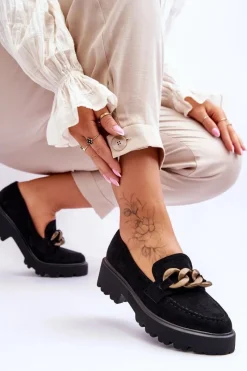 Damskie buty S.Barski Zamszowe Damskie Mokasyny S.Barski HX52-222 Czarne