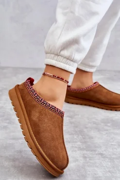 Outlet Zamszowe Damskie Papcie Z Futerkiem Camel Buffie Damskie Kapcie Klasyczne