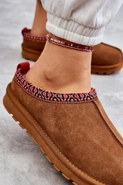 Outlet Zamszowe Damskie Papcie Z Futerkiem Camel Buffie Damskie Kapcie Klasyczne