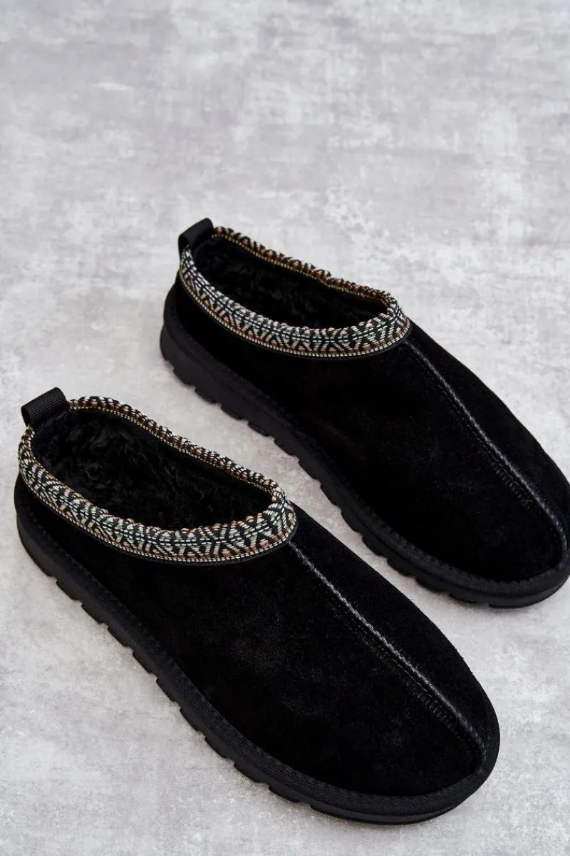 Outlet Zamszowe Damskie Papcie Z Futerkiem Czarne Buffie Damskie Kapcie Klasyczne